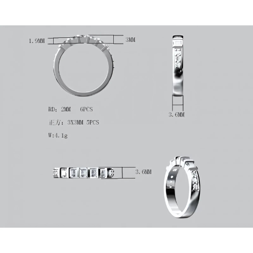 Detail of the princess cut and side CZ accents.