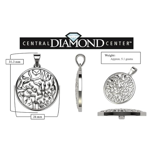 Central Diamond Center Shema Full Prayer Pendant Necklace, Solid .925 Sterling Silver & Gold Plated With A 22" Adjustable Box Chain