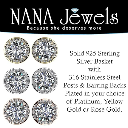 Round Halo Simulated Diamond Stud Earrings, 925 Sterling Silver & Hypoallergenic Post 2.50-3.00ctw CZ