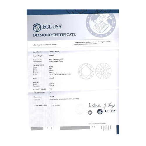 Certified 0.50ct to 2.00ct Round Brilliant Cut Loose Diamonds G-H/SI or Better, Lab Created CVD Diamonds