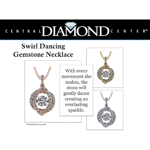 Detail of the swirl design on a dancing gemstone necklace.