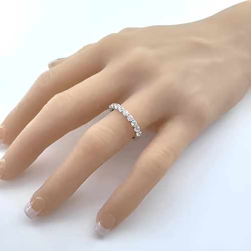 Wedding band stack with a 1.00ct simulated diamond.