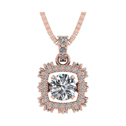 Rhombus Dancing Gemstone Necklace for Women in 925 Sterling Silver & Pure Brilliance Zirconia