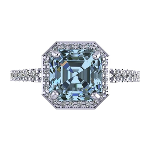 NANA Jewels Sterling Silver Asscher Cut Engagement Rings for Women - Choose Simulated Morganite, Citrine, Aquamarine & More