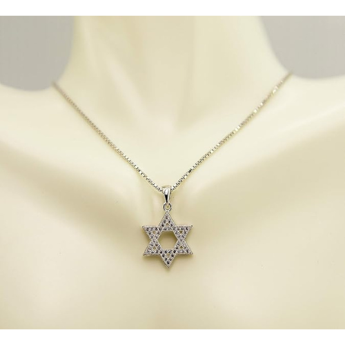 Jewish Star of David necklace, elegant design.
