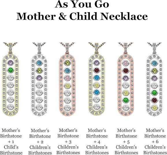 Central Diamond Center As You Go Add a Birthstone Gold Plated Sterling Silver Mother's Necklace w/ 1-7 Birthstones