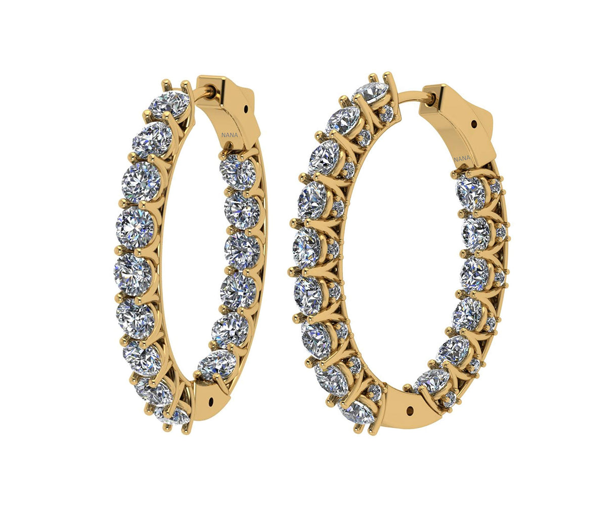 Central Diamond Center Zsa Zsa Oval or Round Hoop Earrings Solid 925 Sterling Silver w/Pure Brilliance Zirconia, Simulated Diamond Hoops