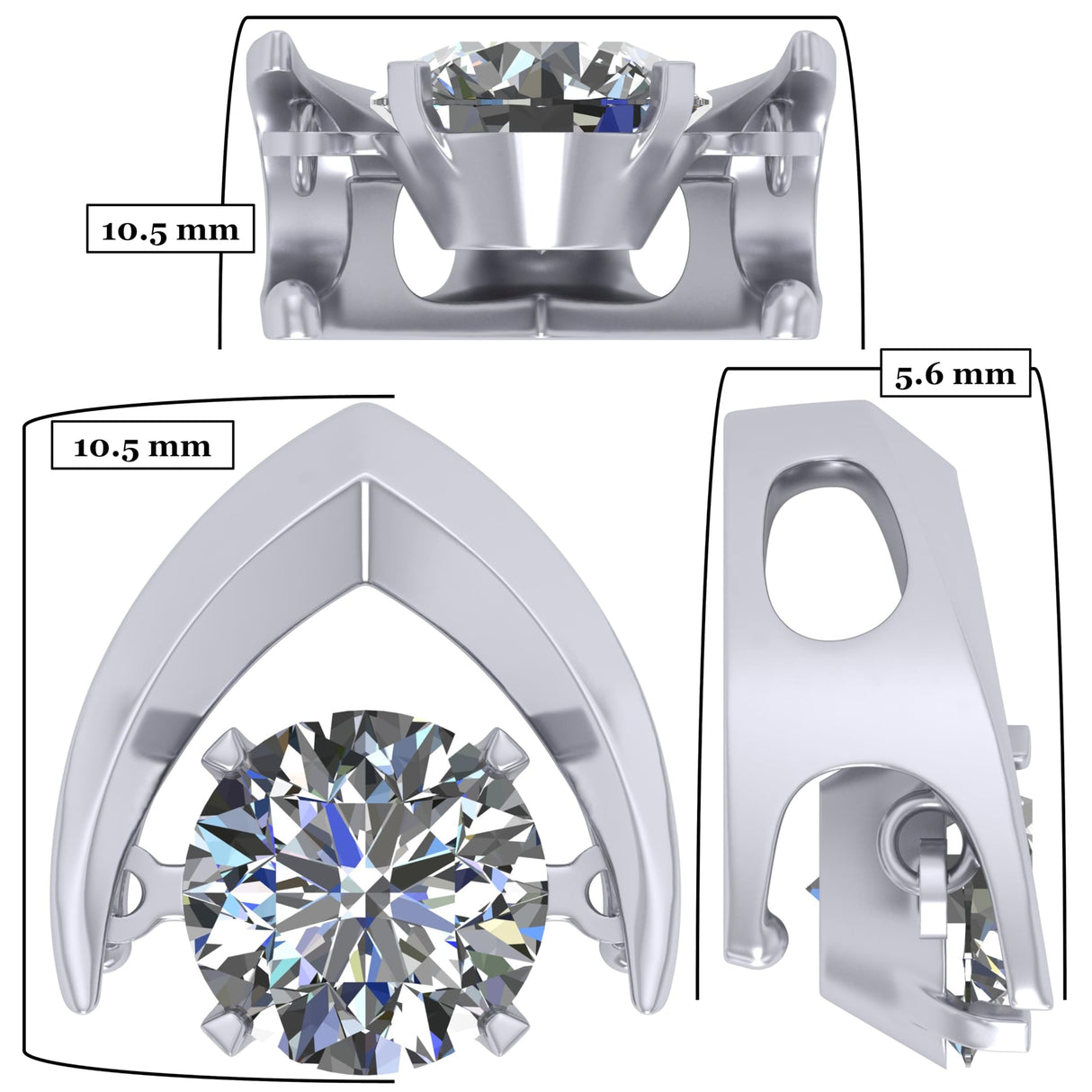 Central Diamond Center Omega Dancing Gemstone Necklace for Women in 925 Sterling Silver & Pure Brilliance Zirconia CZ