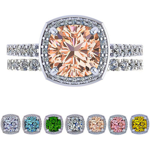 NANA Jewels Sterling Silver Cushion Cut Wedding Set Engagement Rings for Women - Choose Simulated Morganite, Citrine, Aquamarine & More