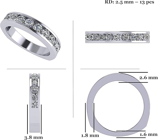 Anniversary Band Ring Channel Set w/ 0.75ctw Pure Brilliance Zirconia in Silver, 10K, or 14K Gold