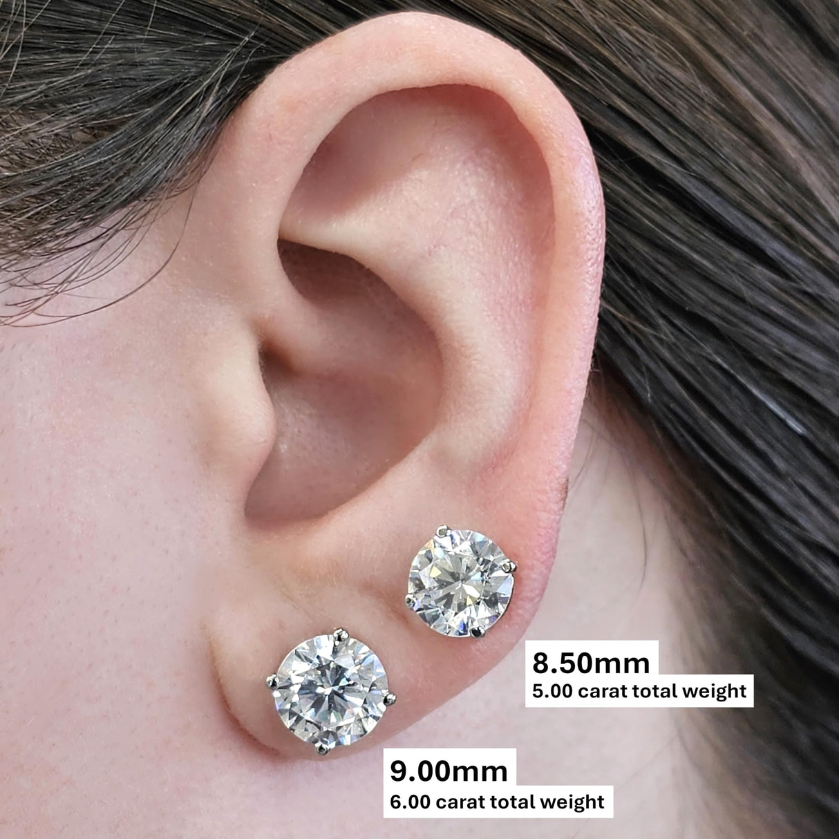 Central Diamond Center 14K Hypoallergenic Solid Gold Post Swarovski Zirconia Stud Earrings-Premium Comfort, No Irritation-Classic Gift for Sensitive Ears (Various Sizes)