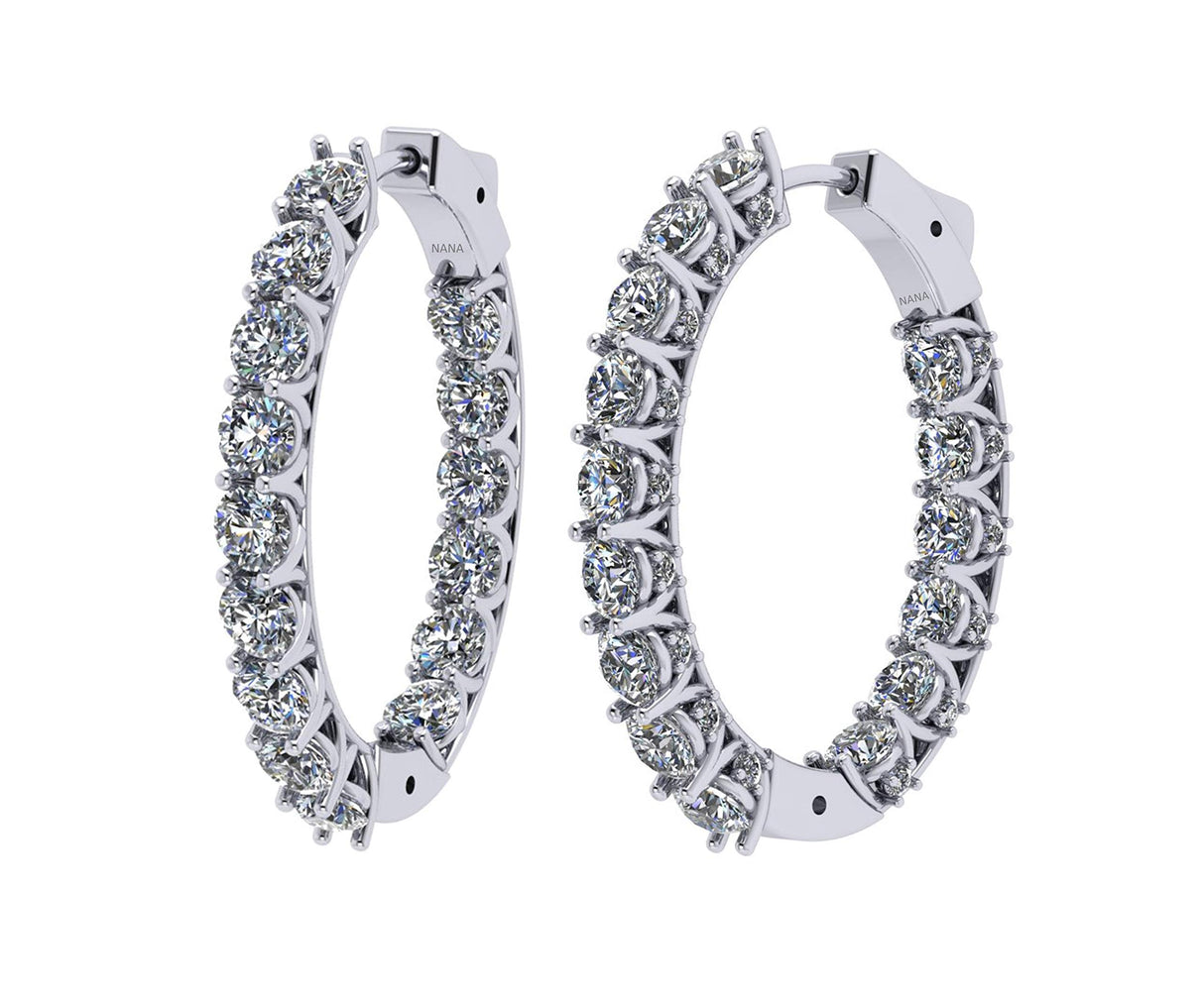 Central Diamond Center Zsa Zsa Oval or Round Hoop Earrings Solid 925 Sterling Silver w/Pure Brilliance Zirconia, Simulated Diamond Hoops