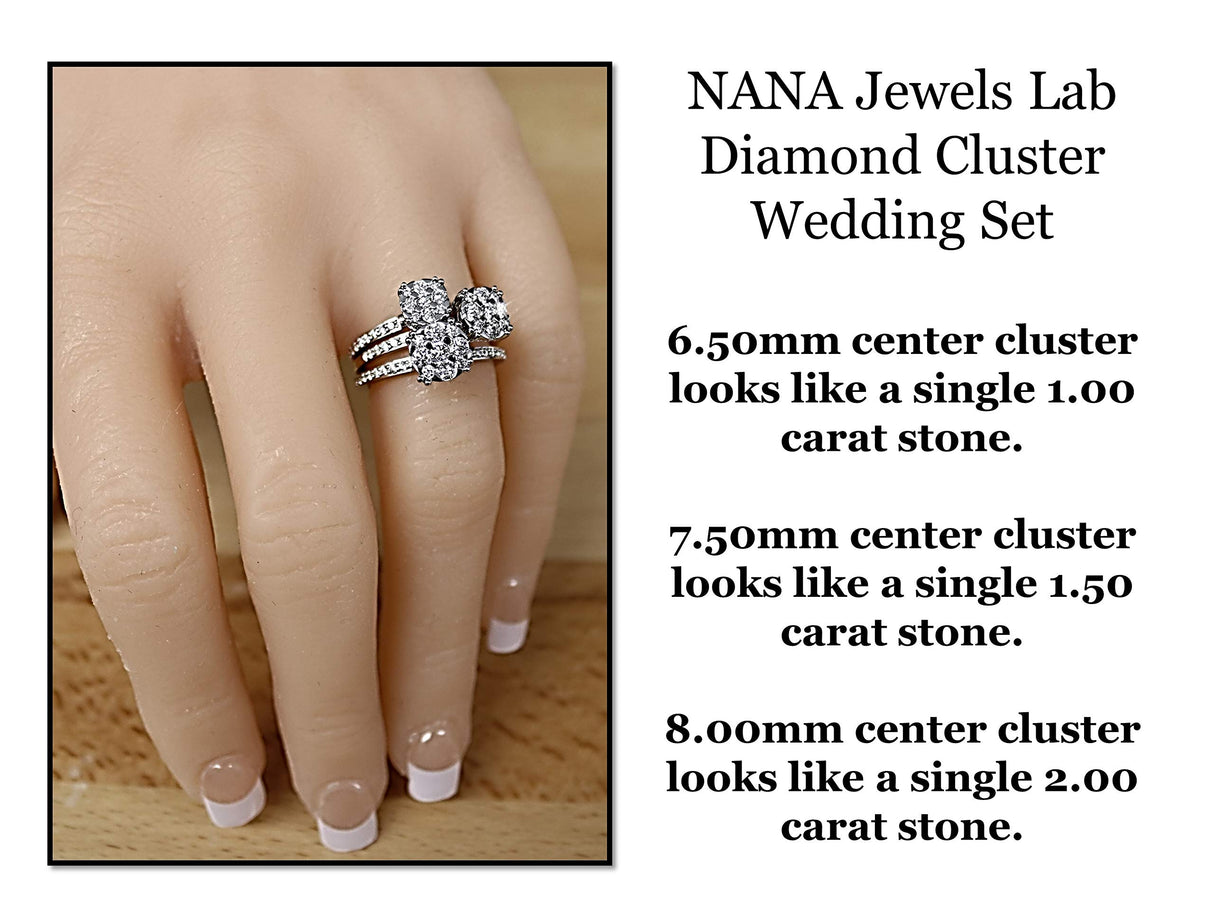 Lab Created CVD Diamond Cluster Center Wedding Bridal Set 10kt Gold