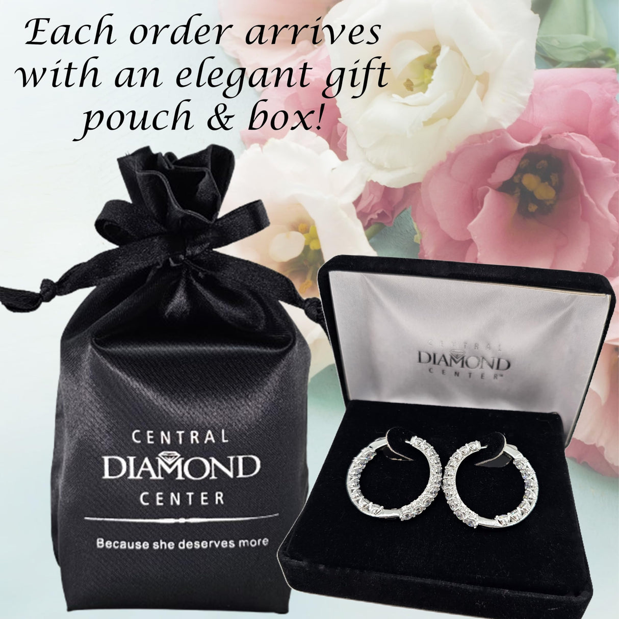 Central Diamond Center Zsa Zsa Oval or Round Hoop Earrings Solid 925 Sterling Silver w/Pure Brilliance Zirconia, Simulated Diamond Hoops