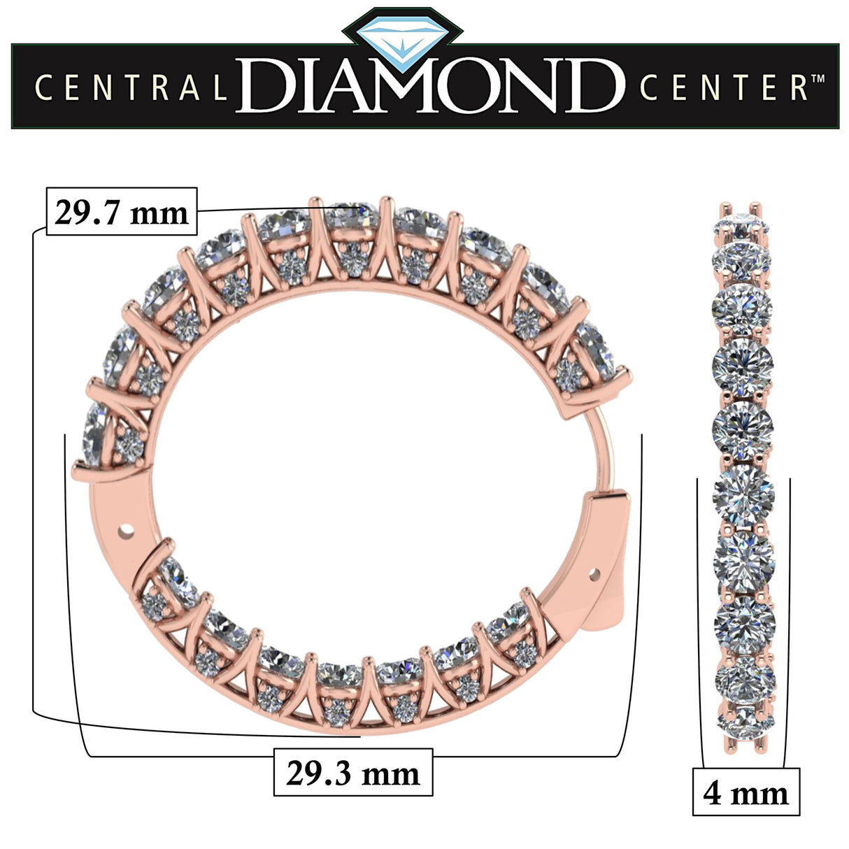 Central Diamond Center Zsa Zsa Oval or Round Hoop Earrings Solid 925 Sterling Silver w/Pure Brilliance Zirconia, Simulated Diamond Hoops