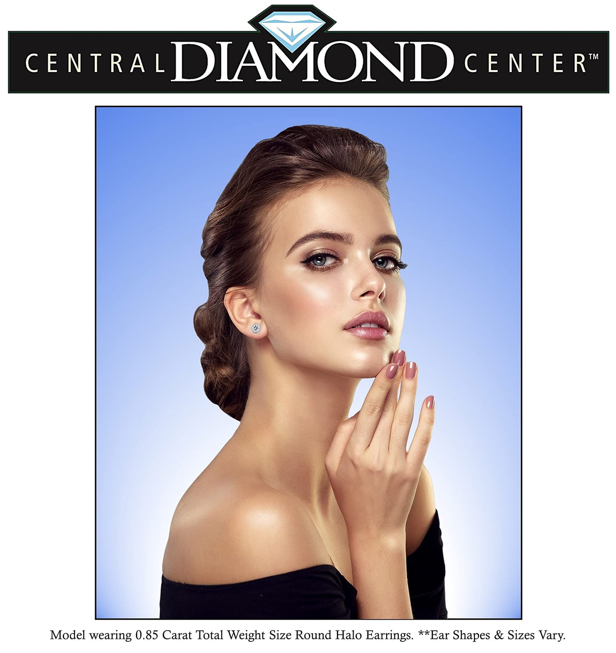 Pure brilliance zirconia stud earrings, round halo design, sterling silver.