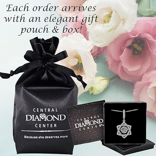 Star of David Dancing Gemstone Necklace in 925 Sterling Silver w/ Pure Brilliance Zirconia CZ