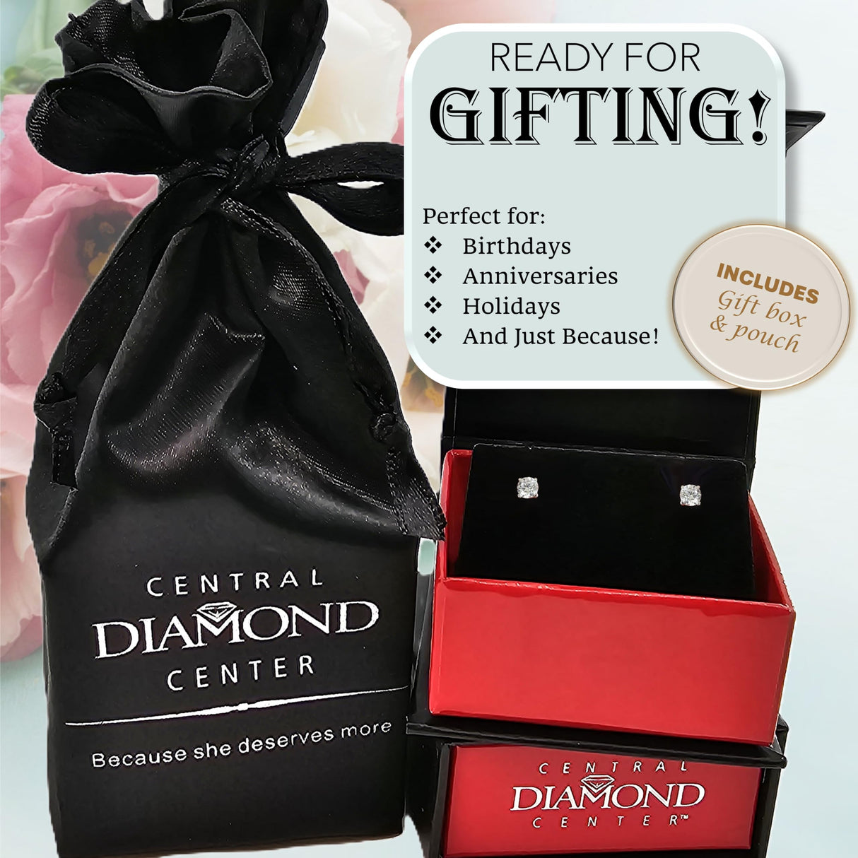 0.20ct-0.30ct CVD-Lab-Grown Diamond Stud Earrings (E-F, VS-SI), Solid 14K Gold & Silver, Threaded or Friction Post