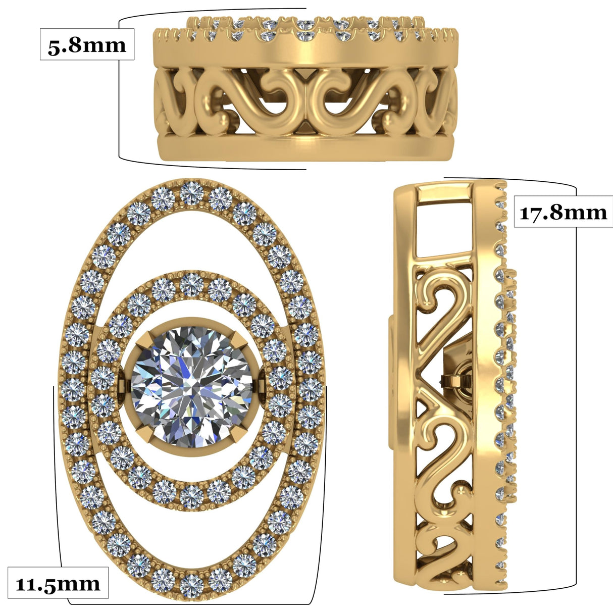 Double Square Dancing Gemstone Necklace for Women in Sterling Silver w/ Pure Brilliance Zirconia