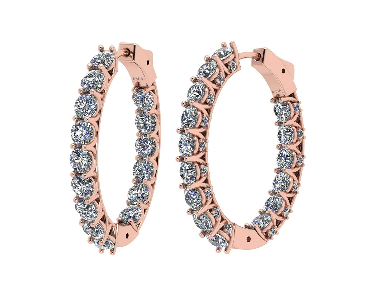 Central Diamond Center Zsa Zsa Oval or Round Hoop Earrings Solid 925 Sterling Silver w/Pure Brilliance Zirconia, Simulated Diamond Hoops