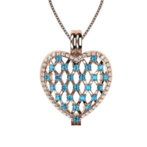 Central Diamond Center Heart of Hearts Birthstone Locket Necklace Pendant in Sterling Silver & Mother of Pearl