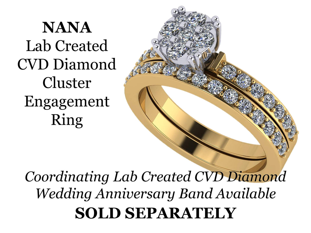 CVD Diamond Engagement Ring 10k Gold 9 stone Cluster. Looks like a solid 1-1.5-2carat diamond Solitaire