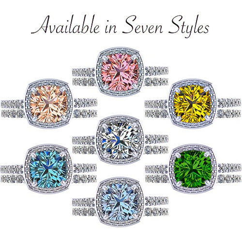 NANA Jewels Sterling Silver Cushion Cut Wedding Set Engagement Rings for Women - Choose Simulated Morganite, Citrine, Aquamarine & More