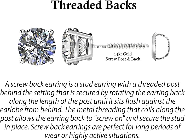 Central Diamond Center Round Cut CVD Lab-grown Diamond Stud Earrings 14K solid Gold from 0.20ct to 2.00ct E-F VS-SI