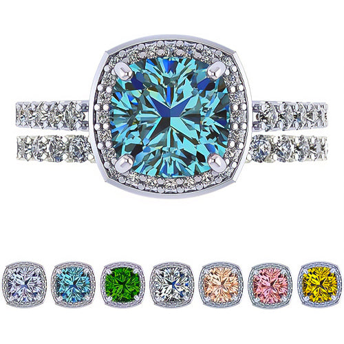 NANA Jewels Sterling Silver Cushion Cut Wedding Set Engagement Rings for Women - Choose Simulated Morganite, Citrine, Aquamarine & More