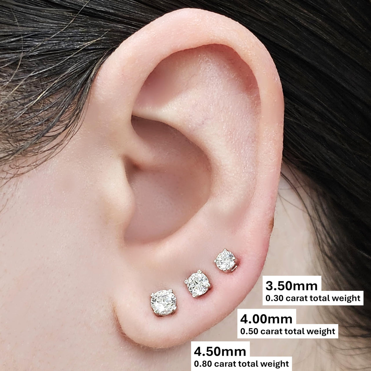 Central Diamond Center 14K Hypoallergenic Solid Gold Post Swarovski Zirconia Stud Earrings-Premium Comfort, No Irritation-Classic Gift for Sensitive Ears (Various Sizes)