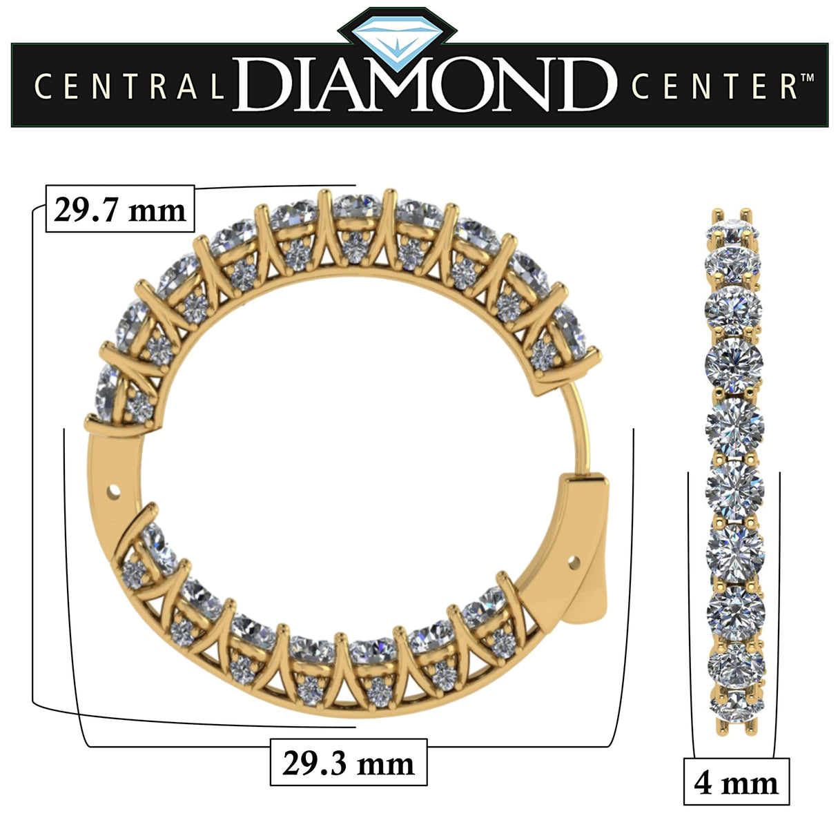 Central Diamond Center Zsa Zsa Oval or Round Hoop Earrings Solid 925 Sterling Silver w/Pure Brilliance Zirconia, Simulated Diamond Hoops