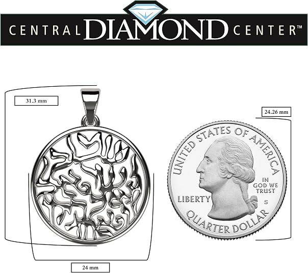 Central Diamond Center Shema Full Prayer Pendant Necklace, Solid .925 Sterling Silver & Gold Plated With A 22" Adjustable Box Chain