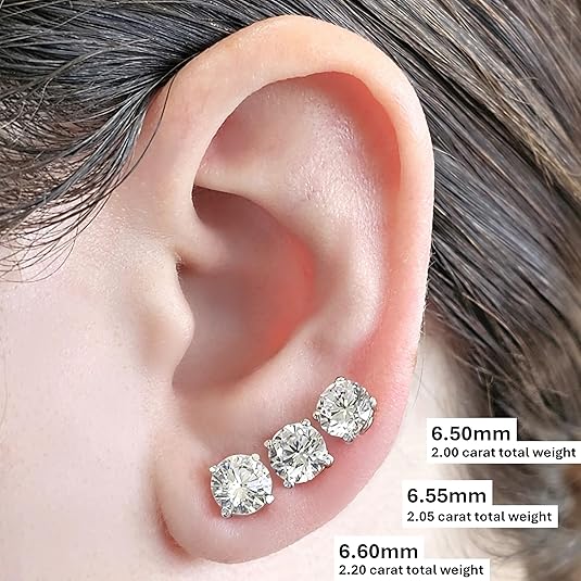 Central Diamond Center Round Cut CVD Lab-grown Diamond Stud Earrings 14K solid Gold from 0.20ct to 2.00ct E-F VS-SI