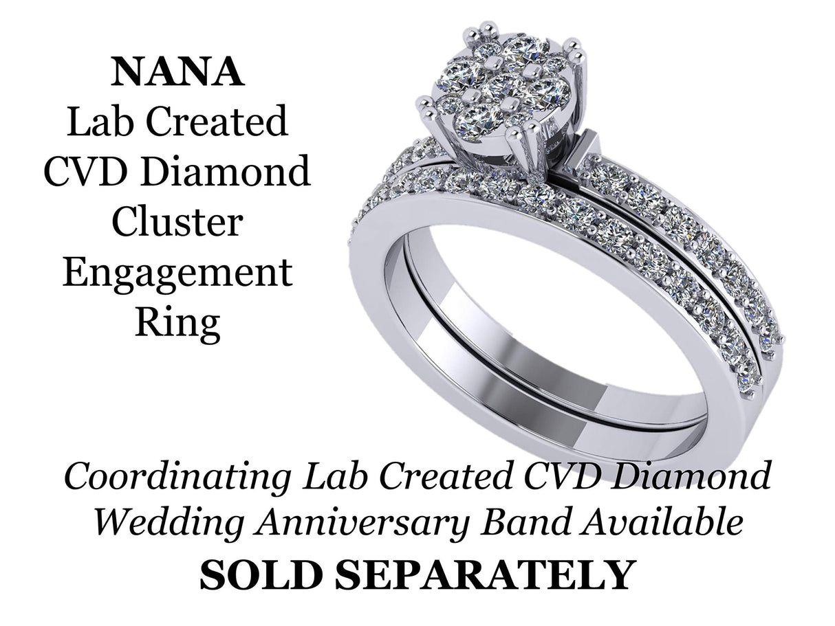 CVD Diamond Engagement Ring 10k Gold 9 stone Cluster. Looks like a solid 1-1.5-2carat diamond Solitaire