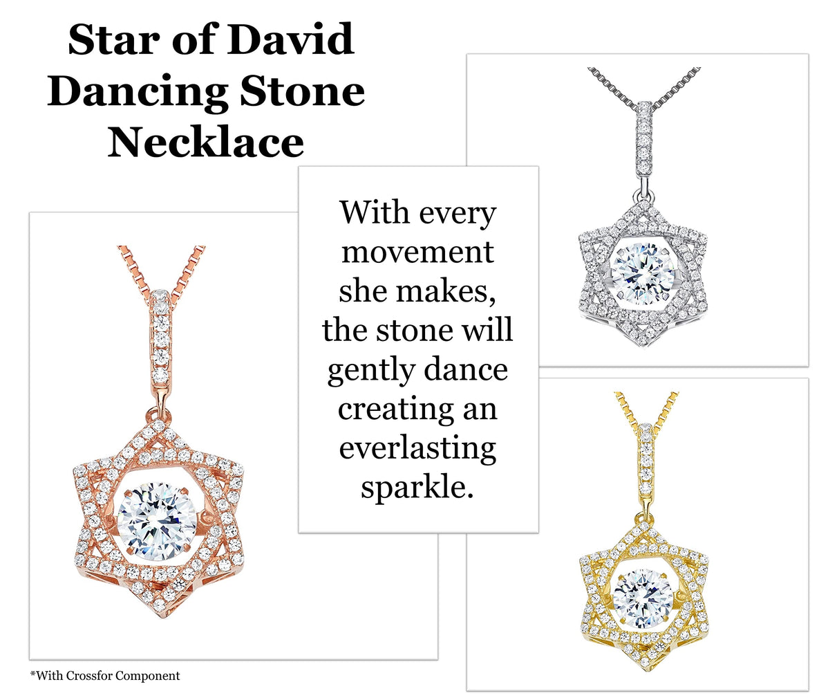 Sterling silver Pure Brilliance CZ Star of David pendant.