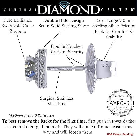 Round Halo Stud Earrings 0.85cttw-4.50cttw in Sterling Silver w/Pure Brilliance Zirconia, Hypoallergenic