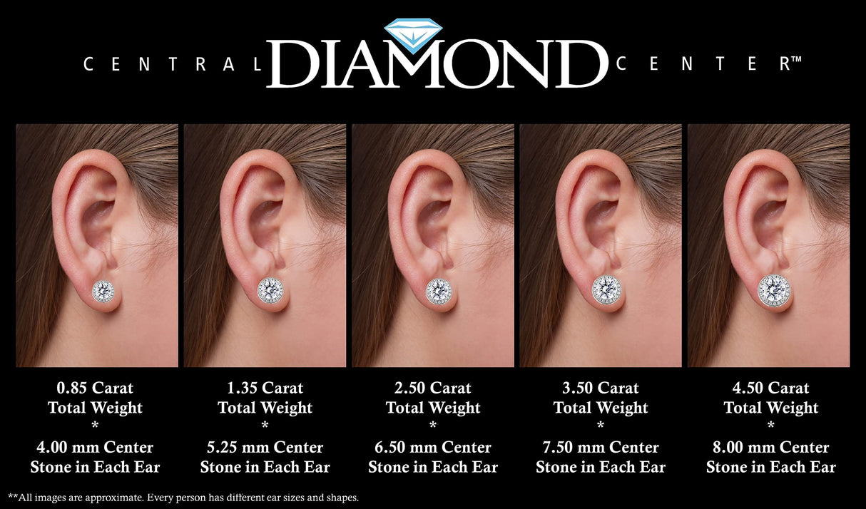 Round halo stud earrings with pure brilliance zirconia, sterling silver.