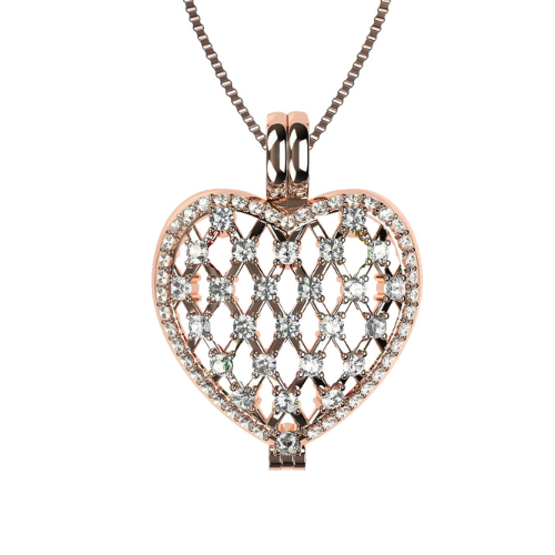 Central Diamond Center Heart of Hearts Birthstone Locket Necklace Pendant in Sterling Silver & Mother of Pearl