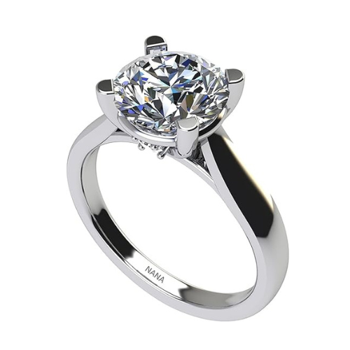 NANA Jewels Lucita Round Cut Solitaire Wedding Engagement Ring Series in 14K Gold w/Pure Brilliance Zirconia Simulated Diamond