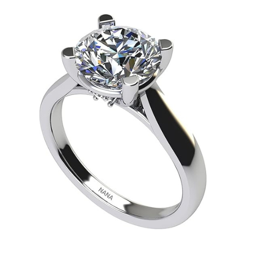 NANA Jewels Lucita Round Cut Solitaire Wedding Engagement Ring Series in 14K Gold w/Pure Brilliance Zirconia Simulated Diamond