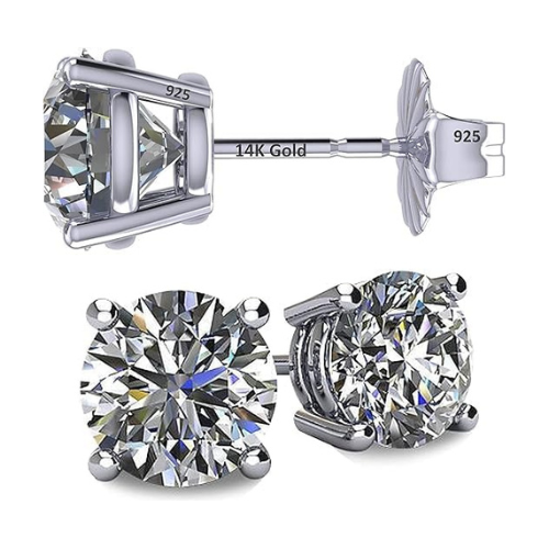 2ctw moissanite stud earrings with 14k gold posts
