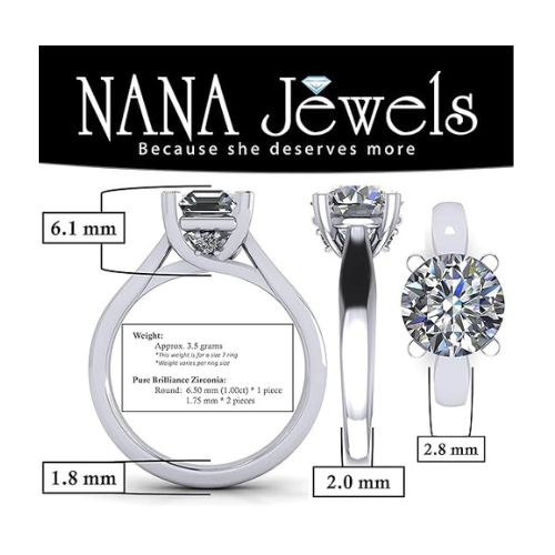 NANA Jewels 1.00-4.00ct Lucita Round Cut Solitaire Wedding Engagement Ring Series, 10K Gold w/Cubic Zirconia Simulated Diamond(A)
