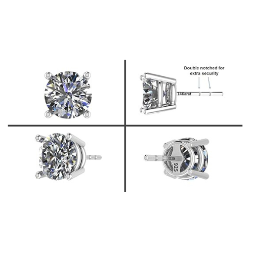 Close-up of the 2ctw moissanite stud earring