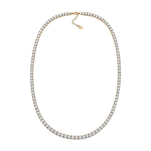 Central Diamond Center Sterling Silver & Graduated CZ 3 or 4 prongs Tennis Necklace, 18", White, Yellow or Rose Gold Plated