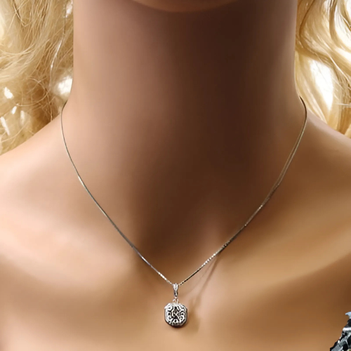 Sparkling Asscher cut zirconia solitaire necklace.