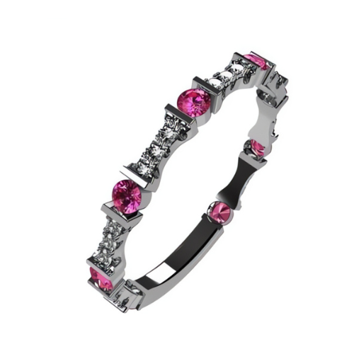 Gold plated stackable birthstone ring, round cut.