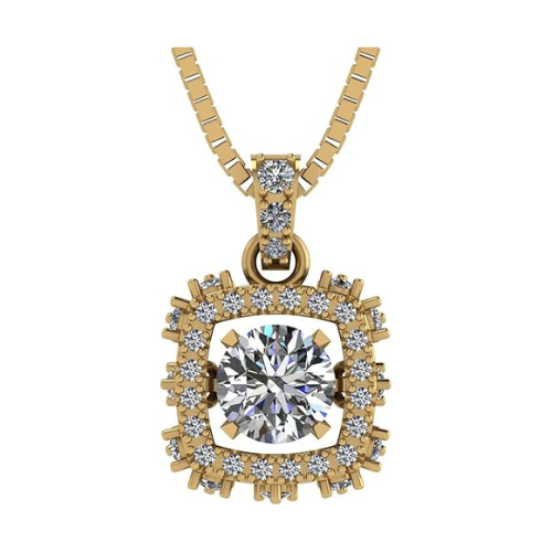 Rhombus Dancing Gemstone Necklace for Women in 925 Sterling Silver & Pure Brilliance Zirconia