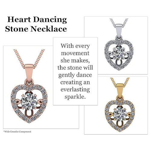 Model wearing 925 Silver Heart Dancing Necklace.