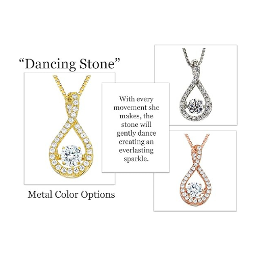 Twisted Pear Dancing Gemstone Necklace in 925 Sterling Silver w/ Pure Brilliance Zirconia CZ