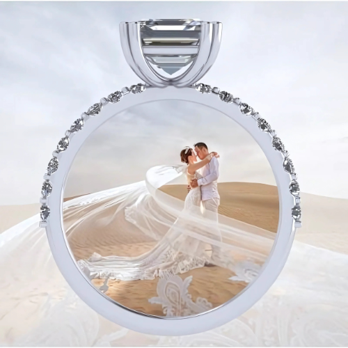 NANA Jewels 1.50ct-3.00ct Asscher Cut Solitaire Zirconia Engagement Ring W/Sides in Sterling Silver, 10K or 14K Gold